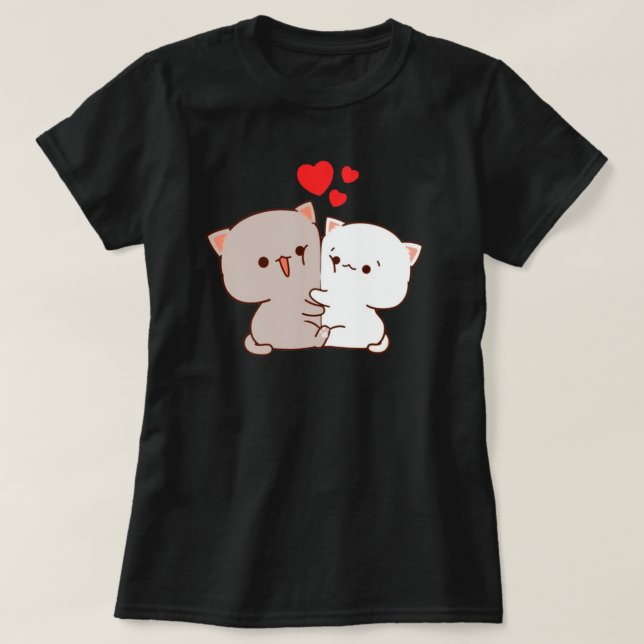 Cute Mochi Peach Cat T-Shirt (Design Front)