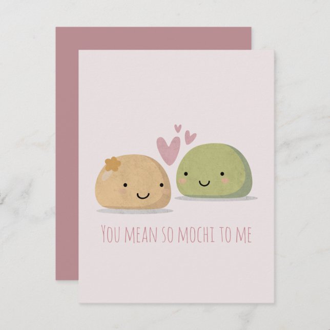 Cute Mochi Valentine's Day Card (Front/Back)