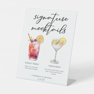 Cute Mocktails Shirley Temple Lemon Drop Menu Pedestal Sign