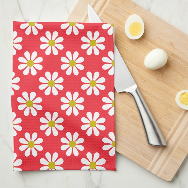 Cute Mod Flowers Tea Towel (Quarter Fold)