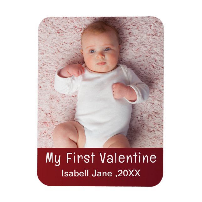 Cute Modern 1st Valentine's Day Personalise Photo  Magnet (Vertical)