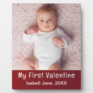 Cute Modern 1st Valentine's Day Personalise Photo  Plaque