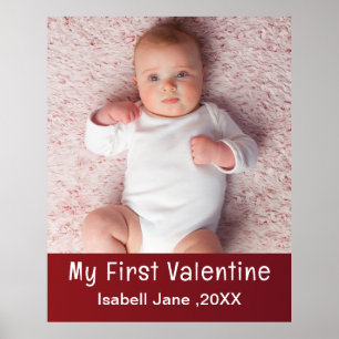 Cute Modern 1st Valentine's Day Personalise Photo  Poster