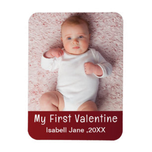 Cute Modern 1st Valentine's Day Personalize Photo  Magnet