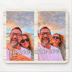 Cute Modern 2 Photo Collage Custom Monogram Mouse Mat