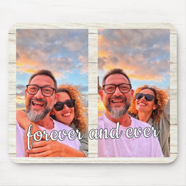 Cute Modern 2 Photo Collage Custom Monogram Mouse Mat (Front)