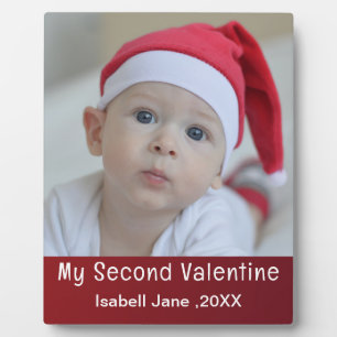 Cute Modern 2nd Valentine's Day Personalise Photo Plaque
