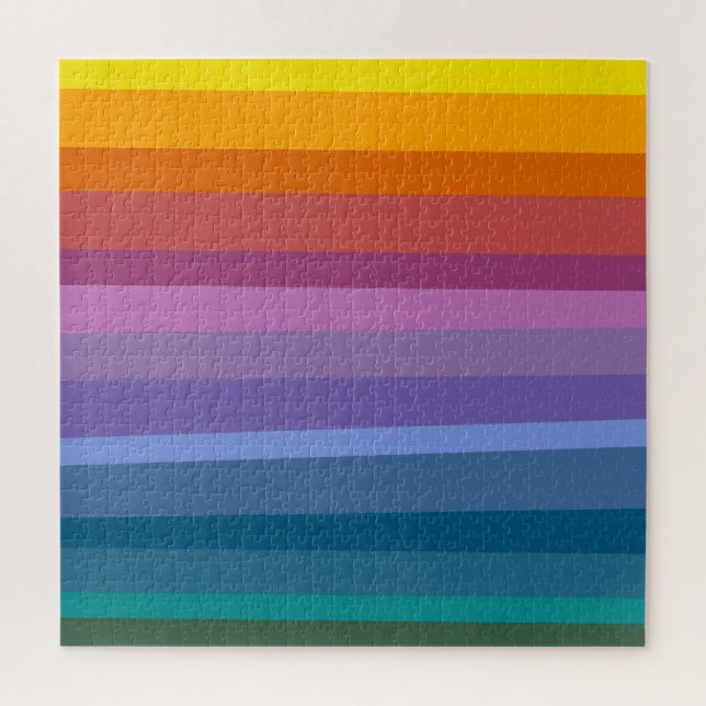 Cute Modern Abstract Vibrant Rainbow Stripes Art Jigsaw Puzzle (Vertical)