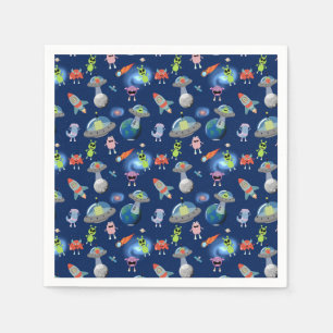 Cute Modern Alien Monsters Space Kids Pattern Napkin