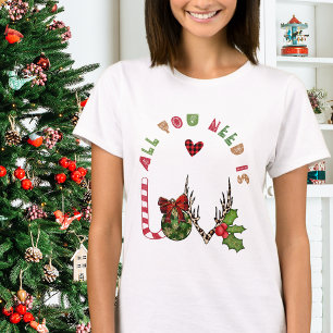 Cute Modern All You Need Is Love Christmas Womens T-Shirt