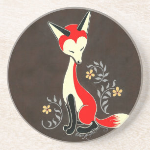 Cute Modern Artsy Fox Painting Coaster