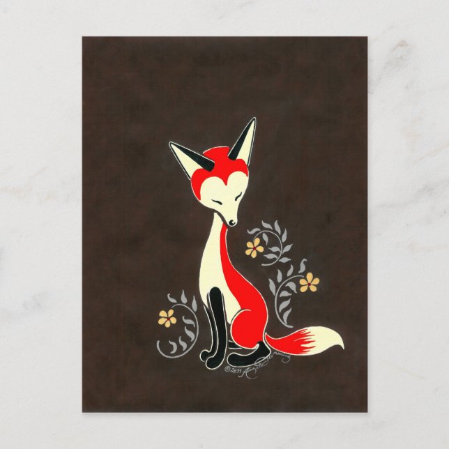 Cute Modern Artsy Fox Painting Postcard (Front)