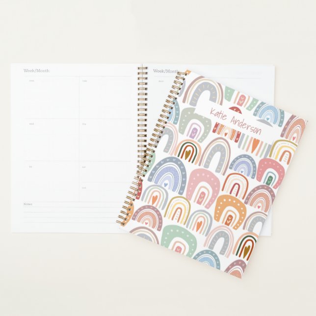 Cute Modern Assorted Pastel Rainbow Planner (Display)