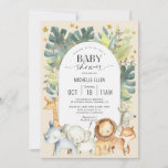 Cute modern Baby animals Safari themed baby boy In Invitation<br><div class="desc">Gender neutral cute and modern baby shower invitation for baby boys and baby girls. Features watercolor jungle forest and safari baby animals with beige background. The colour schemes of this baby shower invite can be used for welcoming a baby oy or baby girl for all seasons.</div>