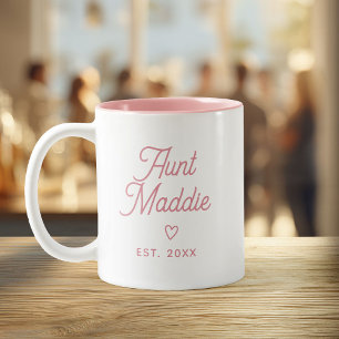 Cute Modern Baby Announcement Aunt Pregnancy  Two-Tone Coffee Mug
