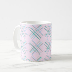 Cute Modern Baby Pink Tartan Pattern Coffee Mug