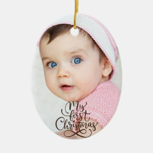 Cute Modern Baby's first Christmas 2 photo  Ceramic Tree Decoration