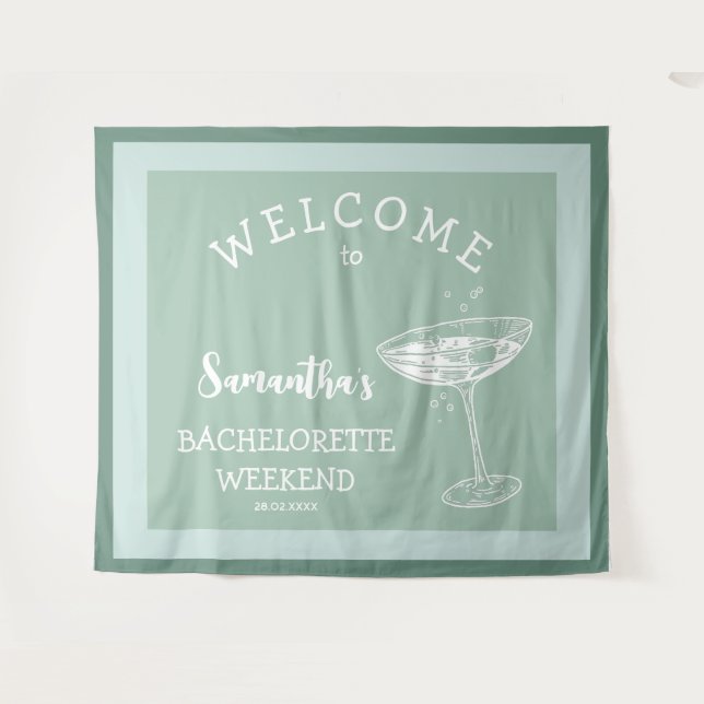 Cute Modern Bachelorette Party blue cocktail Tapestry (Front (Horizontal))