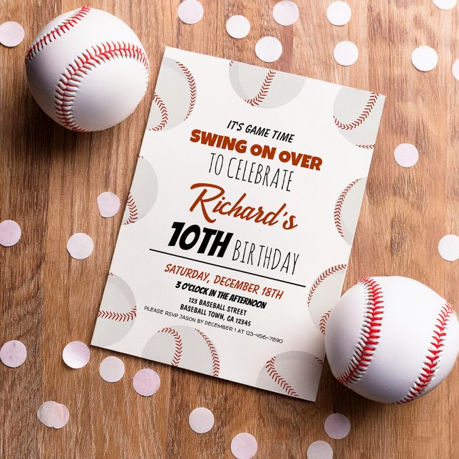 Cute Modern Baseball Sports Kids Birthday Invitation (Creator Uploaded)