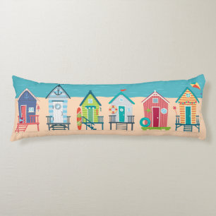 Cute Modern Beach Huts Summer Holiday Art Body Cushion