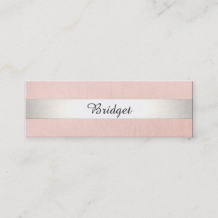 Cute Modern Beauty Silver Striped Pink Mini Business Card