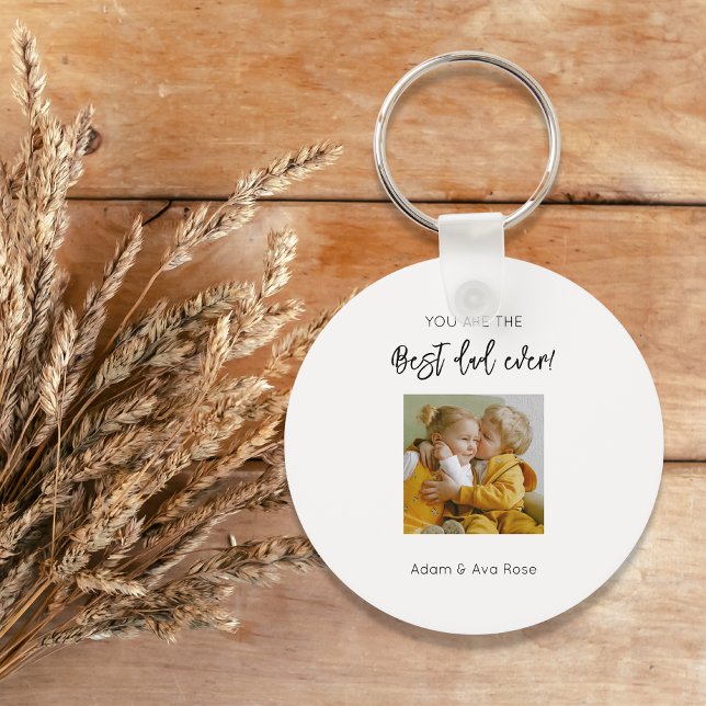 Cute Modern Best Dad Ever Father's Birthday Photo Key Ring (Creator Uploaded)