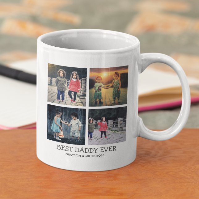 Cute Modern Best Daddy Ever | Photo Collage Coffee Mug (Creator Uploaded)