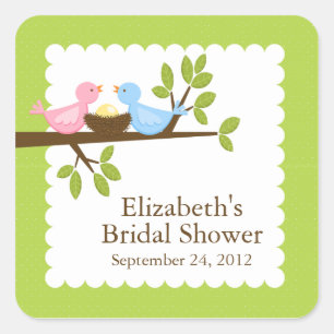 Cute & Modern Bird Nest Neutral Baby Shower Square Sticker