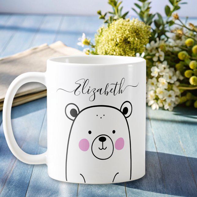 Cute modern black and white bear  coffee mug (Creator Uploaded)
