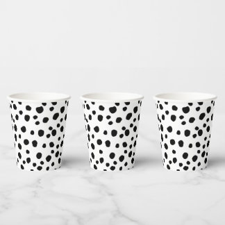 Cute Modern Black and White Dalmatian Spot Pattern Paper Cups