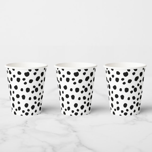 Cute Modern Black and White Dalmatian Spot Pattern Paper Cups (Multi)