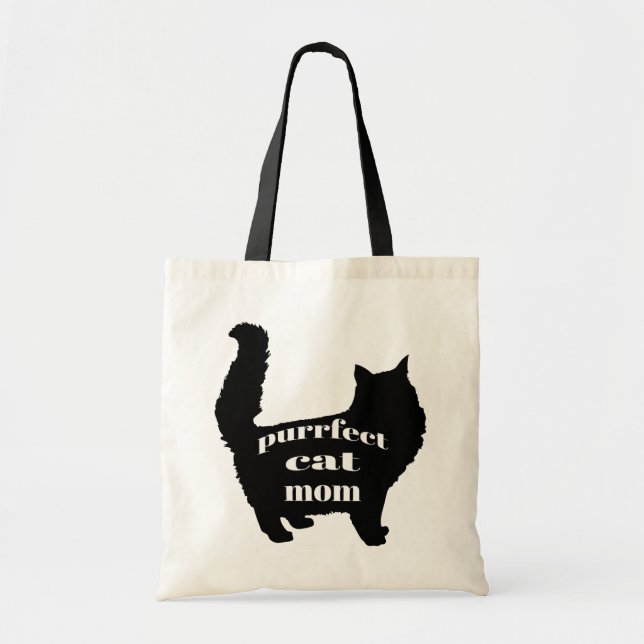 Cute Modern Black Cat Mum Tote Bag (Front)