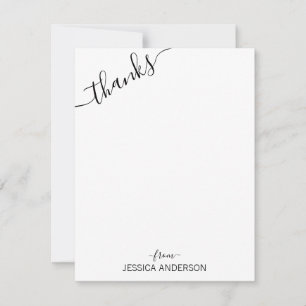 Cute Modern Black Grey Script Slanted Thanks From Card