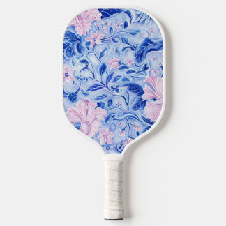 Cute Modern Blue Floral Pickleball Paddle