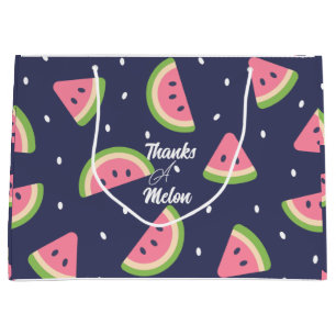 Cute Modern Blue Green Watercolor Watermelon Fruit Large Gift Bag