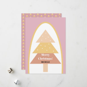 Cute Modern Blush Holiday Tree  Card