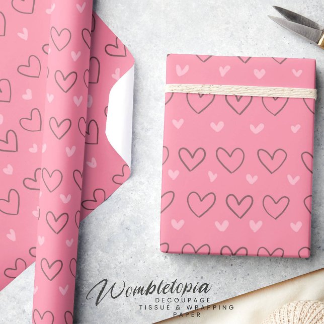 Cute Modern Blush Pink Love Hearts  Wrapping Paper (Creator Uploaded)