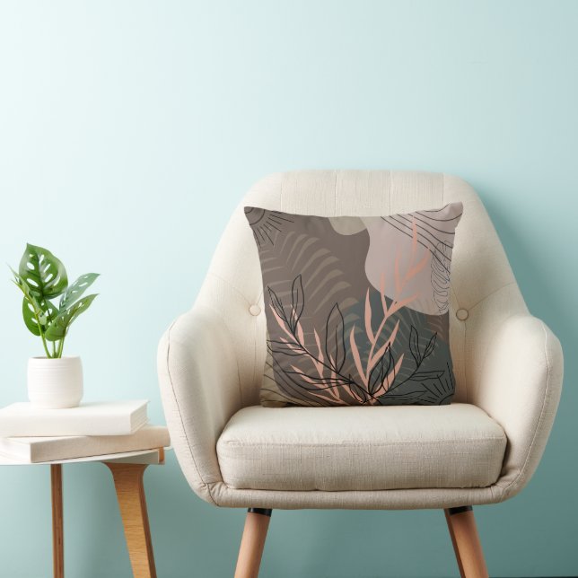 Cute Modern Boho Floral Brown Cushion (Chair)