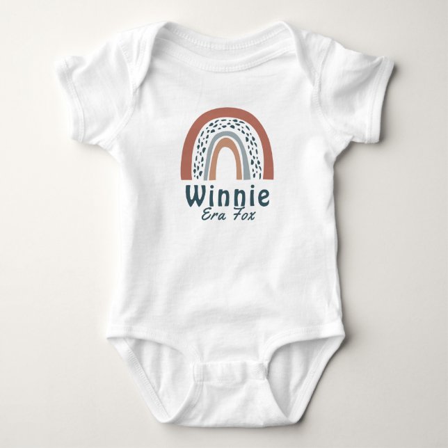 Cute Modern Boho Neutral Rainbow  Baby Bodysuit (Front)