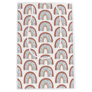 Cute Modern Boho Neutral Rainbow Medium Gift Bag