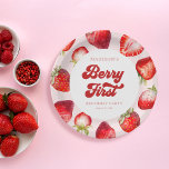 Cute Modern Boho Strawberry Berry 1st Birthday  Paper Plate<br><div class="desc">Cute Modern Boho Strawberry Berry 1st Birthday Paper Plates</div>