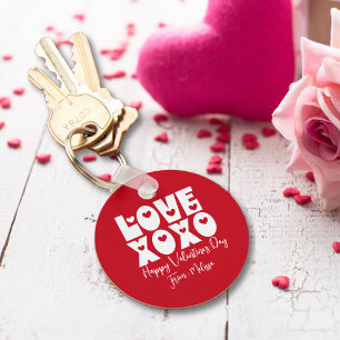 Cute Modern Bold Red Valentine's Day Love XOXO Key Ring