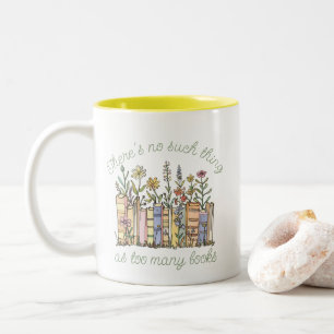 Cute Modern Book Club Lover Wildflowers Two-Tone Coffee Mug