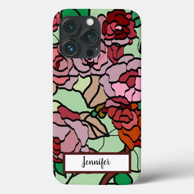 Cute Modern Bright Red Flowers Mint Case-Mate iPhone Case (Back)