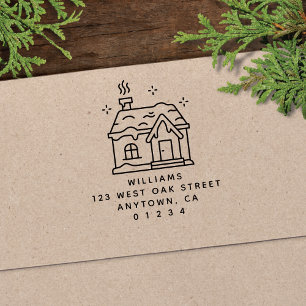 Cute Modern Cabin Illustration Return Address Self-inking Stamp