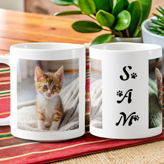 cute modern cat photo name  coffee mug (Creator Uploaded)