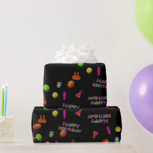 Cute modern child zigzag Happy birthday party Wrapping Paper