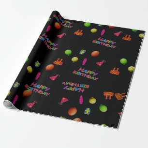 Cute modern child zigzag Happy birthday party Wrapping Paper
