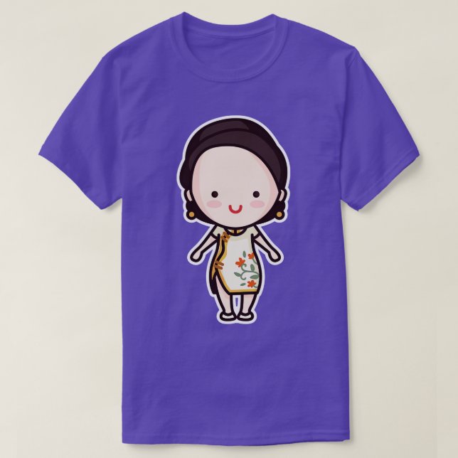 Cute Modern Chinese Woman toon Character T-Shirt (Design Front)