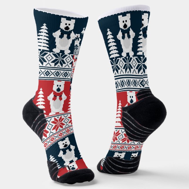 Cute & Modern Christma Snowman Knitted  Socks (Angled)